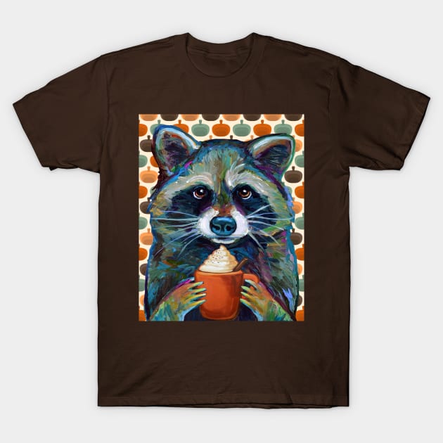 Super Cute Pumpkin Spice Raccoon T-Shirt by RobertPhelpsArt